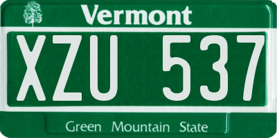 VT license plate XZU537