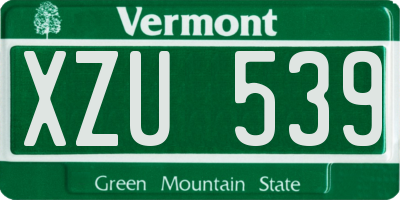 VT license plate XZU539