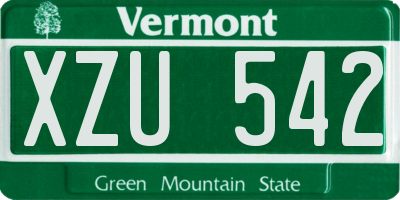 VT license plate XZU542