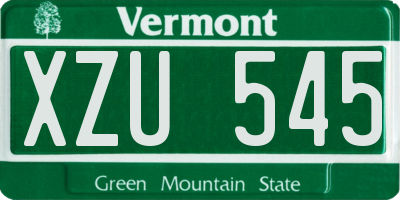 VT license plate XZU545