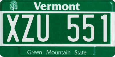 VT license plate XZU551
