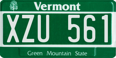 VT license plate XZU561