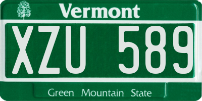 VT license plate XZU589