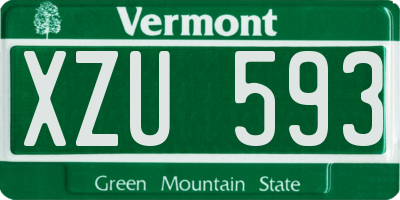 VT license plate XZU593