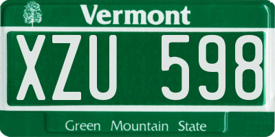 VT license plate XZU598