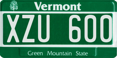 VT license plate XZU600