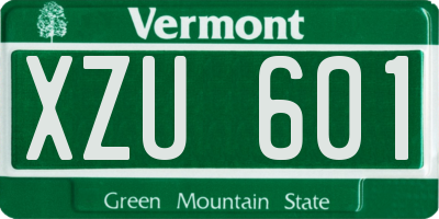 VT license plate XZU601