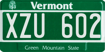 VT license plate XZU602