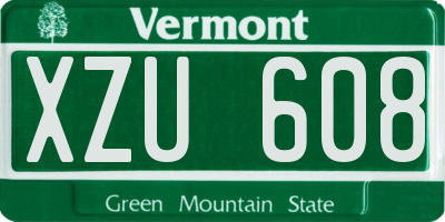VT license plate XZU608