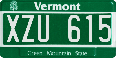 VT license plate XZU615