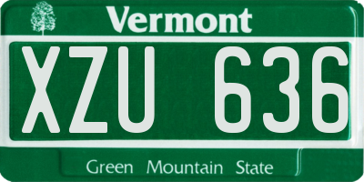 VT license plate XZU636
