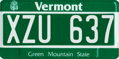VT license plate XZU637
