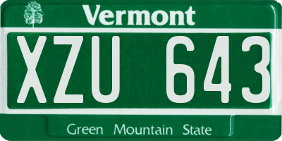 VT license plate XZU643