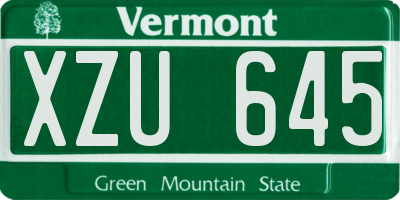 VT license plate XZU645