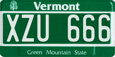 VT license plate XZU666