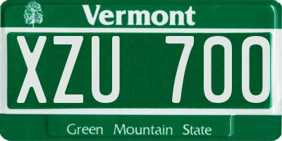 VT license plate XZU700