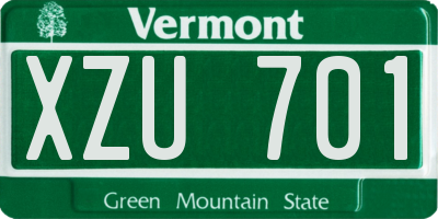 VT license plate XZU701
