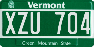 VT license plate XZU704