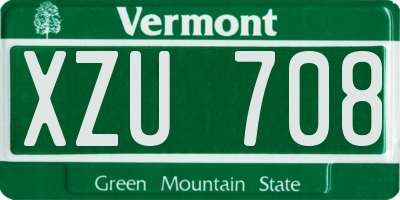 VT license plate XZU708