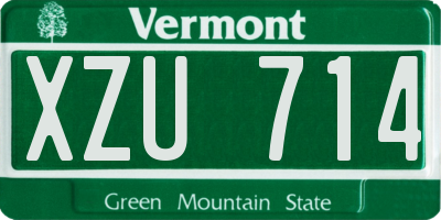 VT license plate XZU714