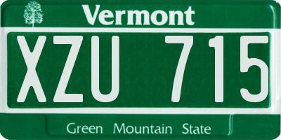 VT license plate XZU715