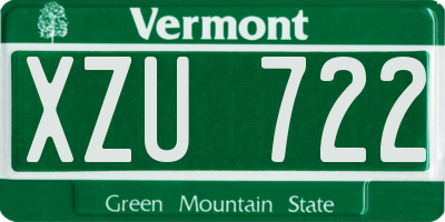 VT license plate XZU722