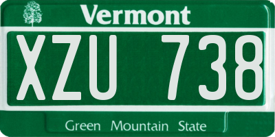 VT license plate XZU738