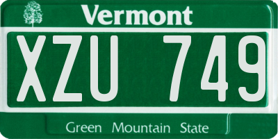 VT license plate XZU749