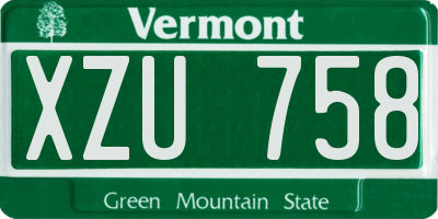 VT license plate XZU758