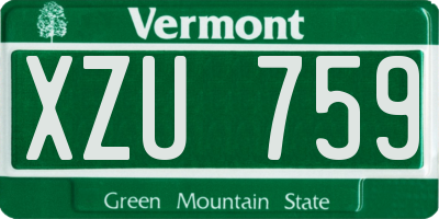 VT license plate XZU759