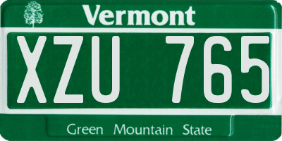 VT license plate XZU765