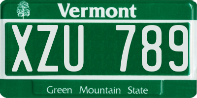 VT license plate XZU789
