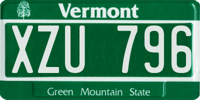 VT license plate XZU796