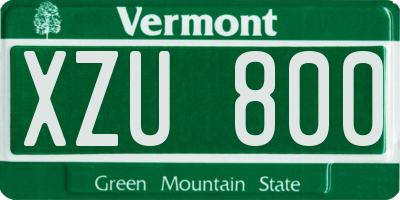 VT license plate XZU800