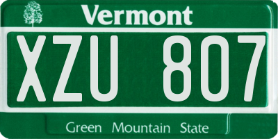 VT license plate XZU807