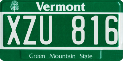 VT license plate XZU816