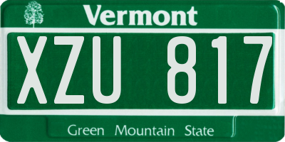 VT license plate XZU817