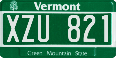 VT license plate XZU821