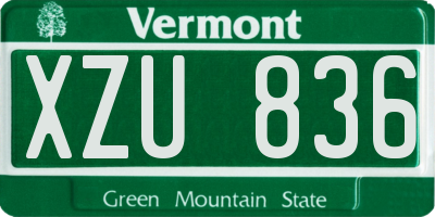 VT license plate XZU836