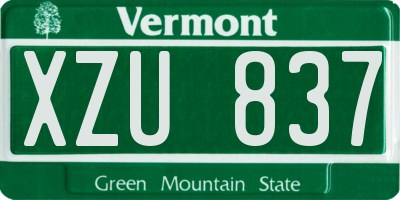 VT license plate XZU837