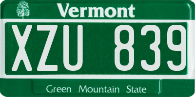 VT license plate XZU839