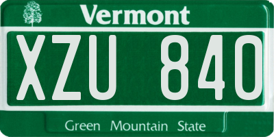 VT license plate XZU840