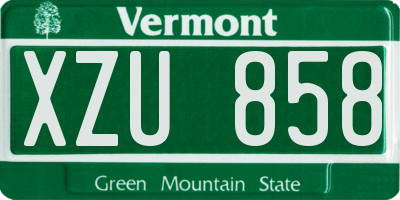 VT license plate XZU858