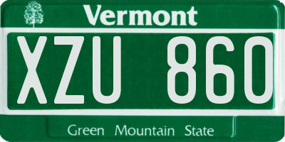 VT license plate XZU860