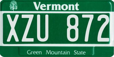 VT license plate XZU872