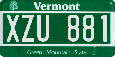 VT license plate XZU881