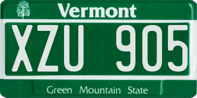 VT license plate XZU905