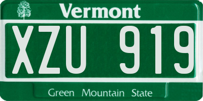 VT license plate XZU919