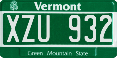 VT license plate XZU932
