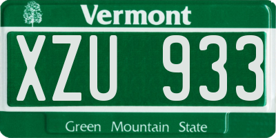 VT license plate XZU933